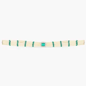 Emerald Pearl Silver Choker