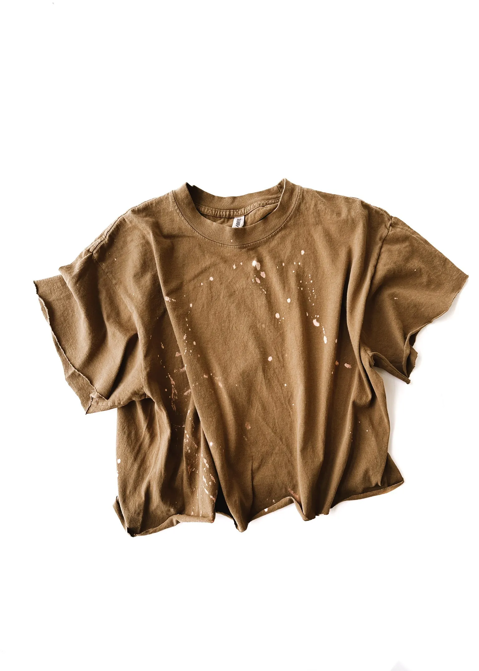 FINAL SALE: CROPPED PEBBY BASICS BLEACHED OUT BOURBON TEE