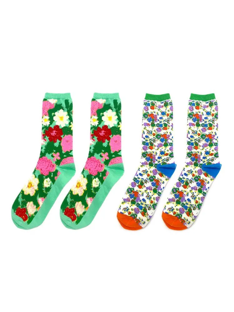 Floral Flower Pixel Socks 2-piece set【s0000002102】