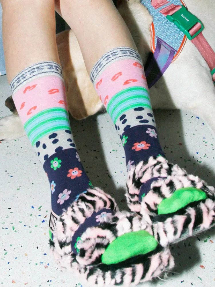 Flowers fun leopard pattern dots socks【s0000002069】