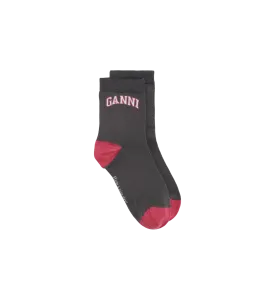 GANNI Black Print Socks