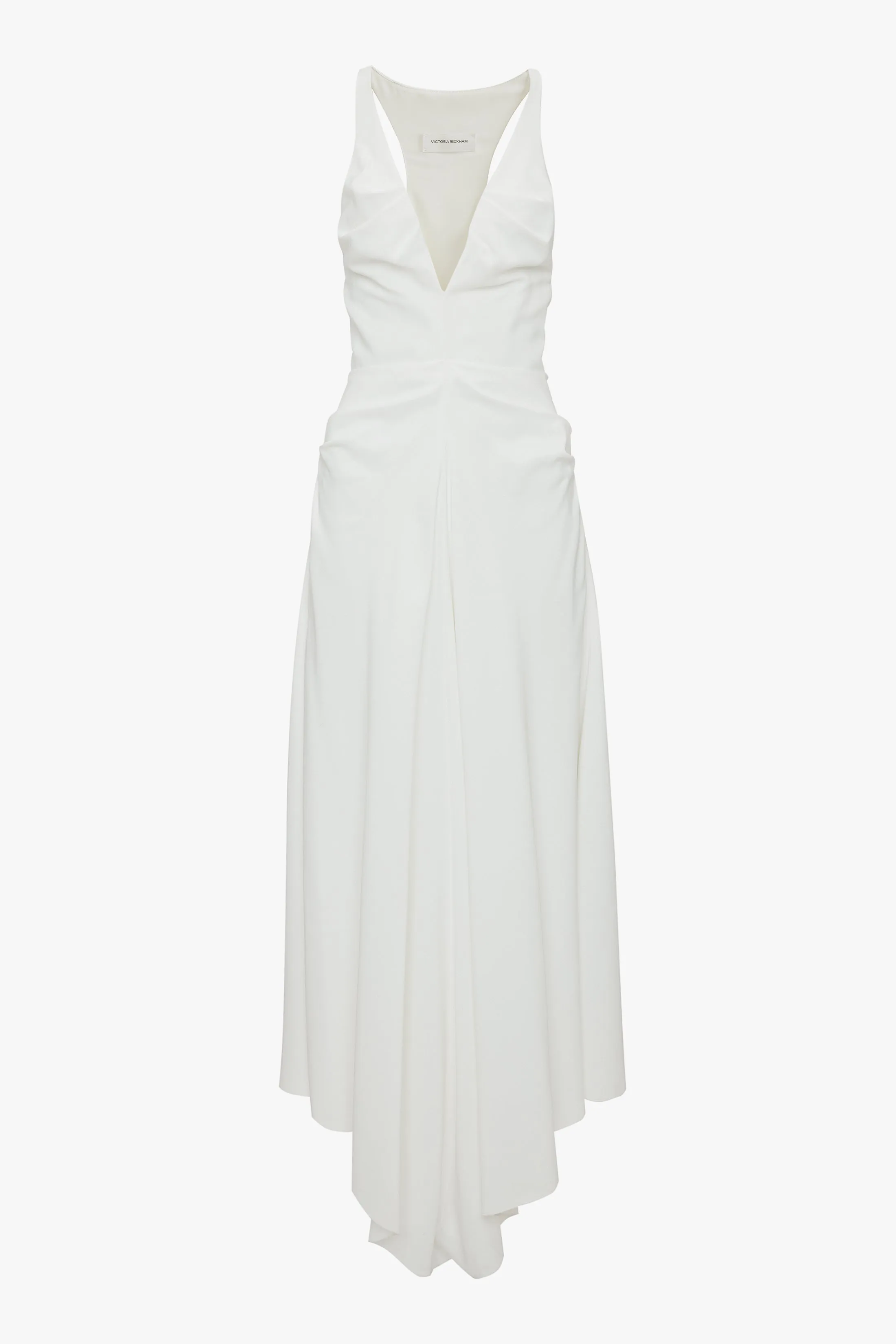 Gathered Racer Back Dress In White