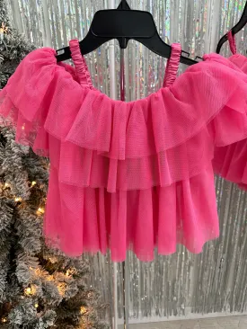 Girls: Petal Pink Tulle Tiered Top