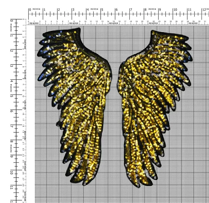 Golden Glory Wing Sequins Patch(Set of 3)