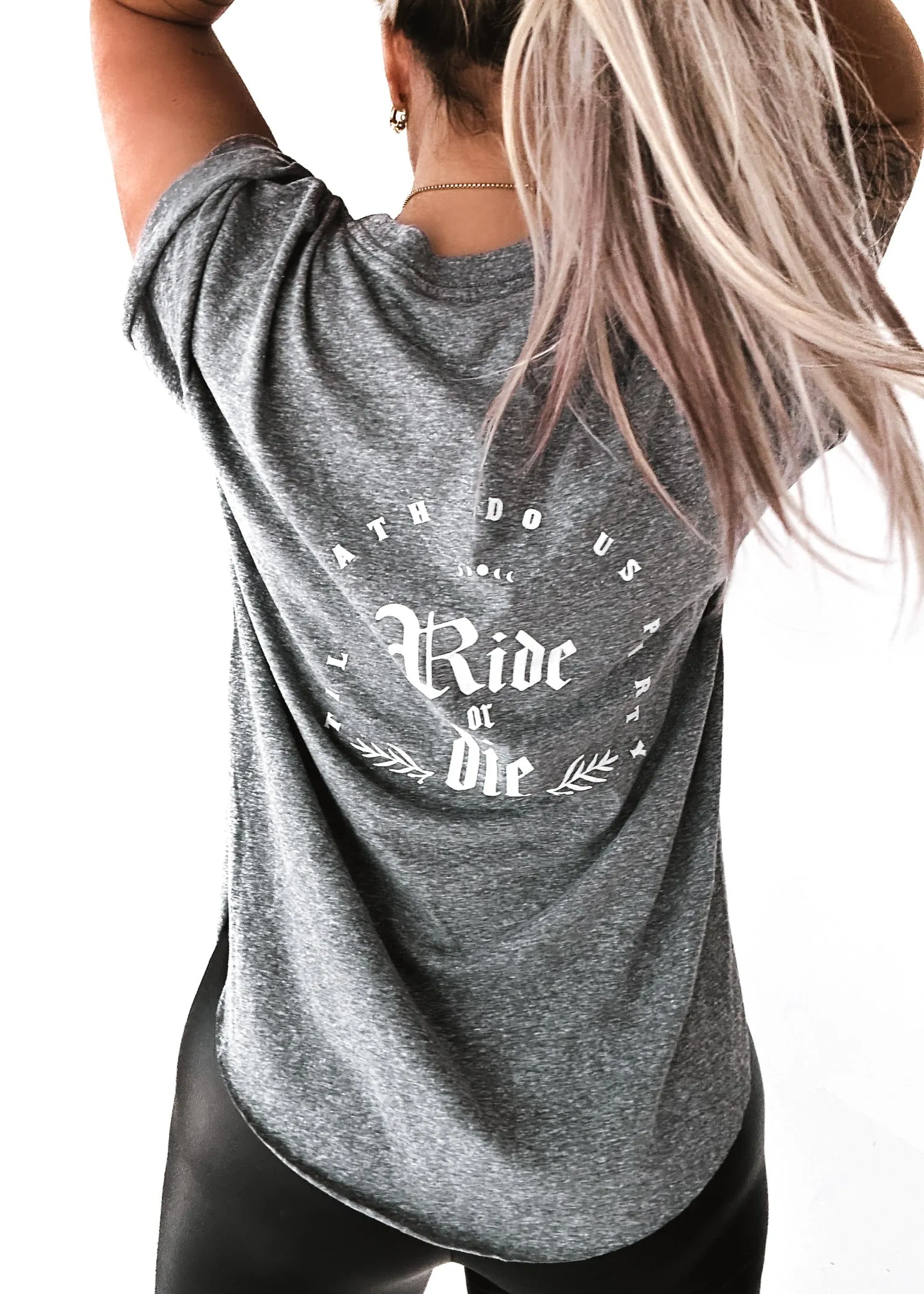 GOTHIC RIDE OR DIE SIDE SLIT TEE