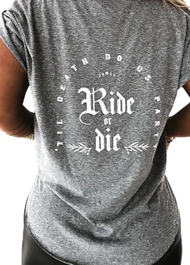 GOTHIC RIDE OR DIE SIDE SLIT TEE