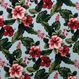 Hibiscus Plumeria w/ Monstera & Banana Leaf Fabric | Upholstery