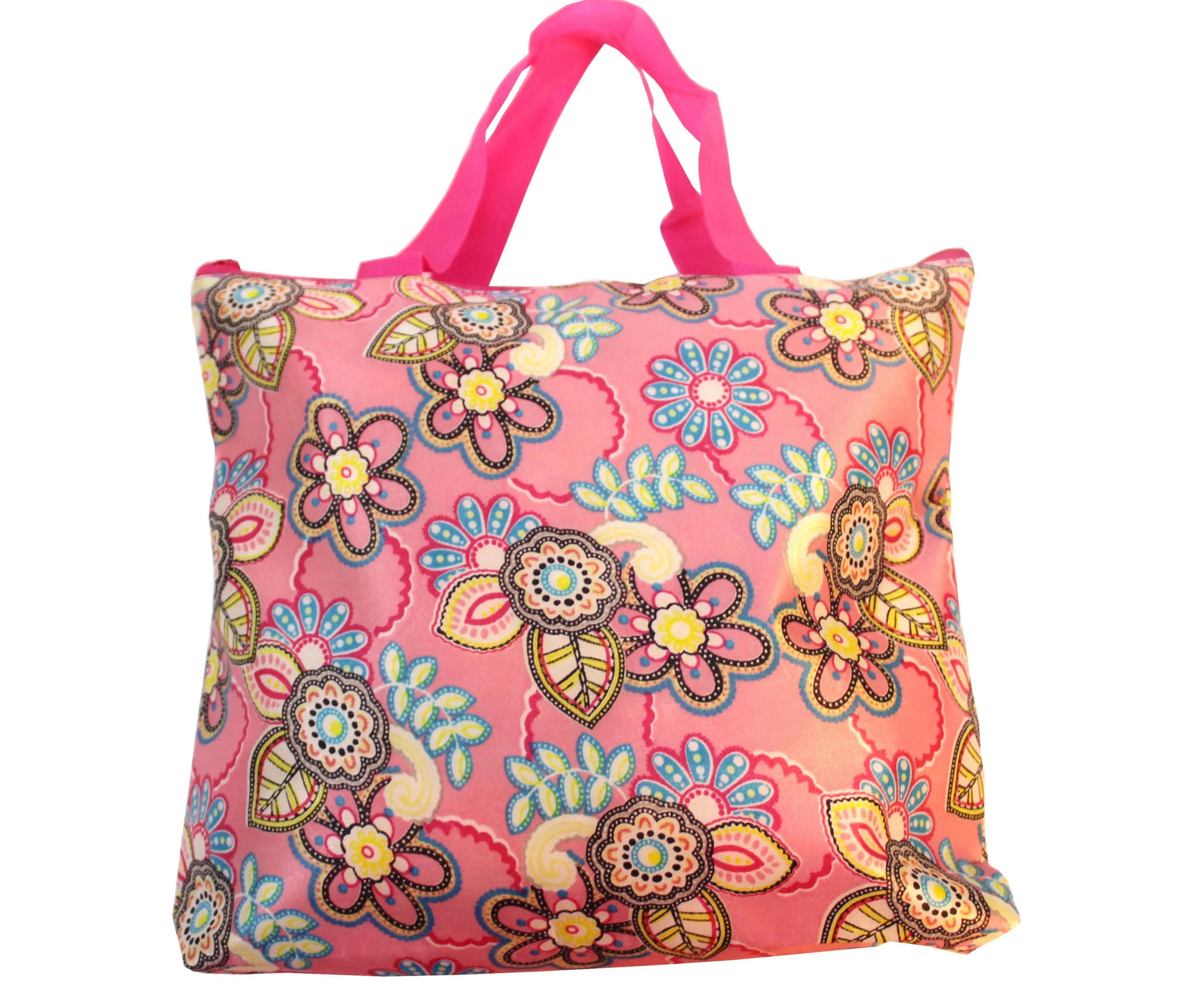 Imported Durable Canvas Printed multi purpose Bag with handles for girls and ladies, Theme Floral, Size Large