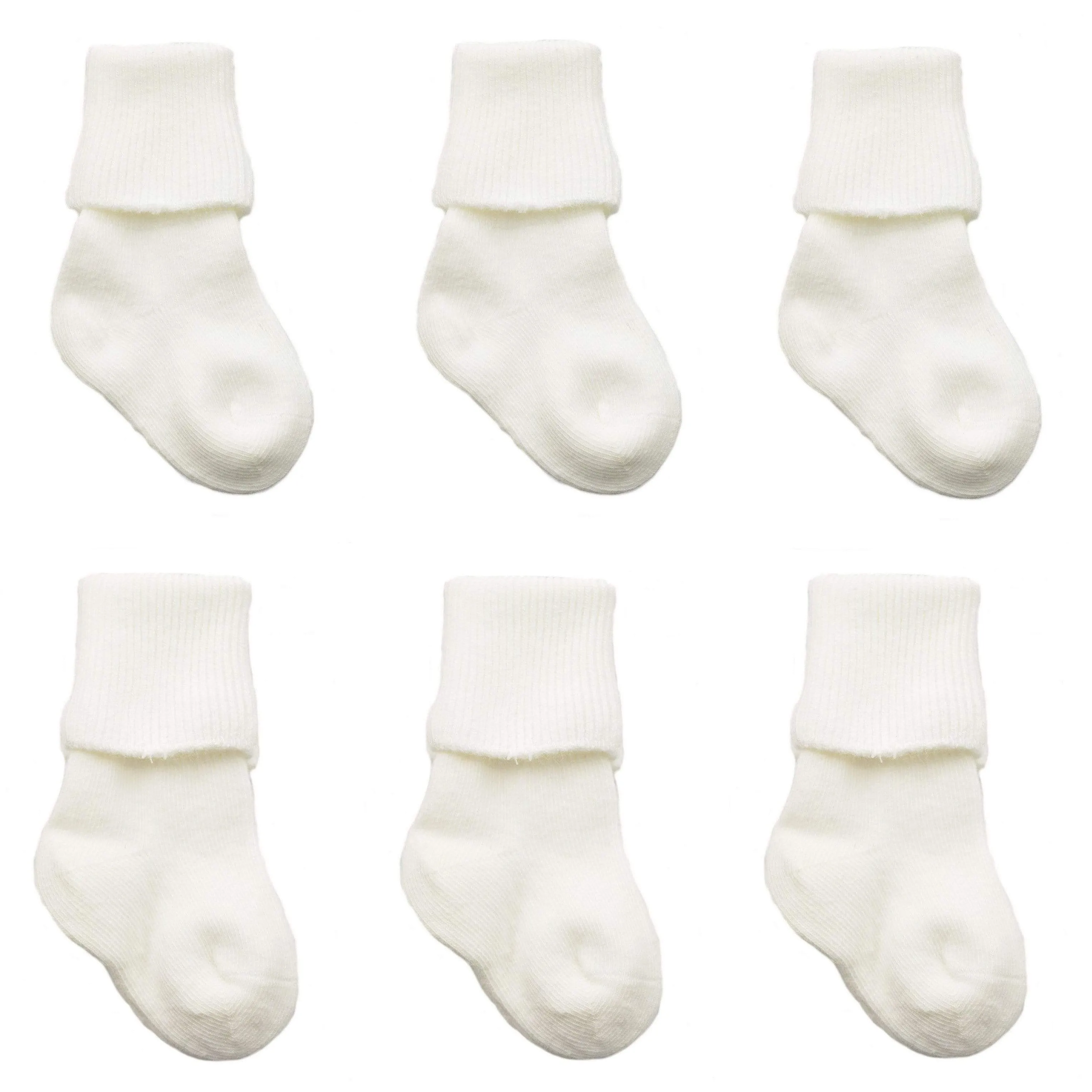 Infant Booties - Turn Cuff Combed Cotton (6 Pair Pack)