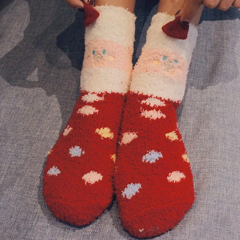 Kawaii Coral Velvet Sock