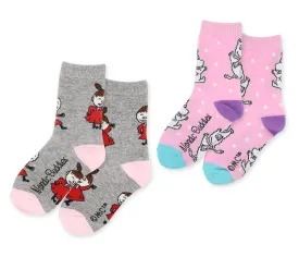 Kids Double Pack Snorkmaiden and Little My Socks - Grey and Pink