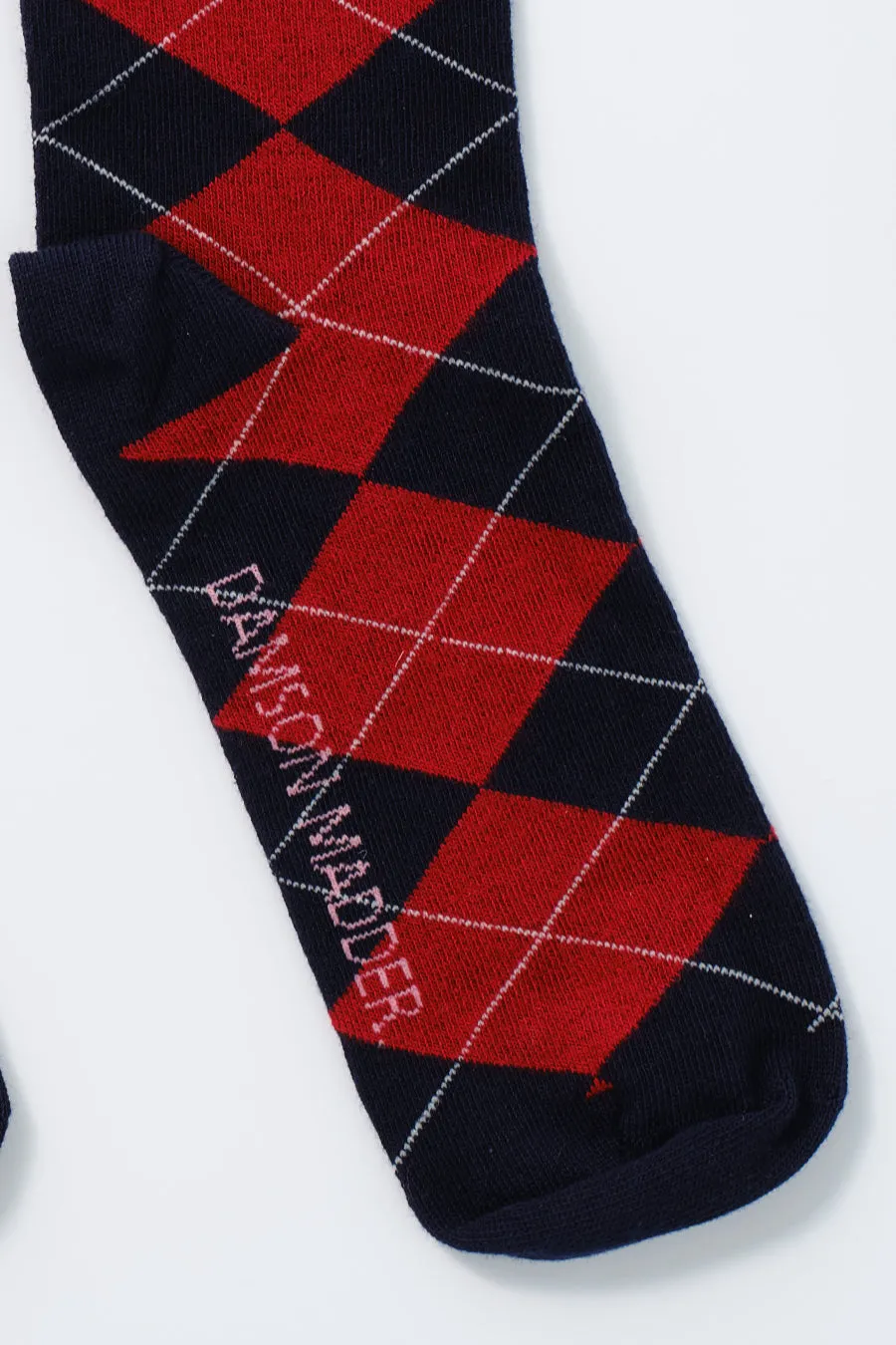 knee length socks -  navy argyle