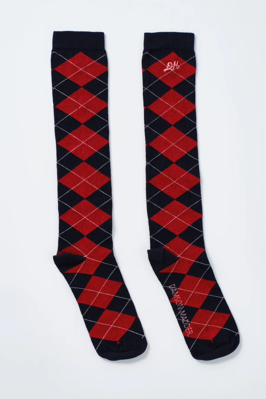 knee length socks -  navy argyle