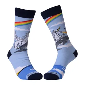 Land of Dreams Socks - Fire Breathing Unicorn on a Dolphin!