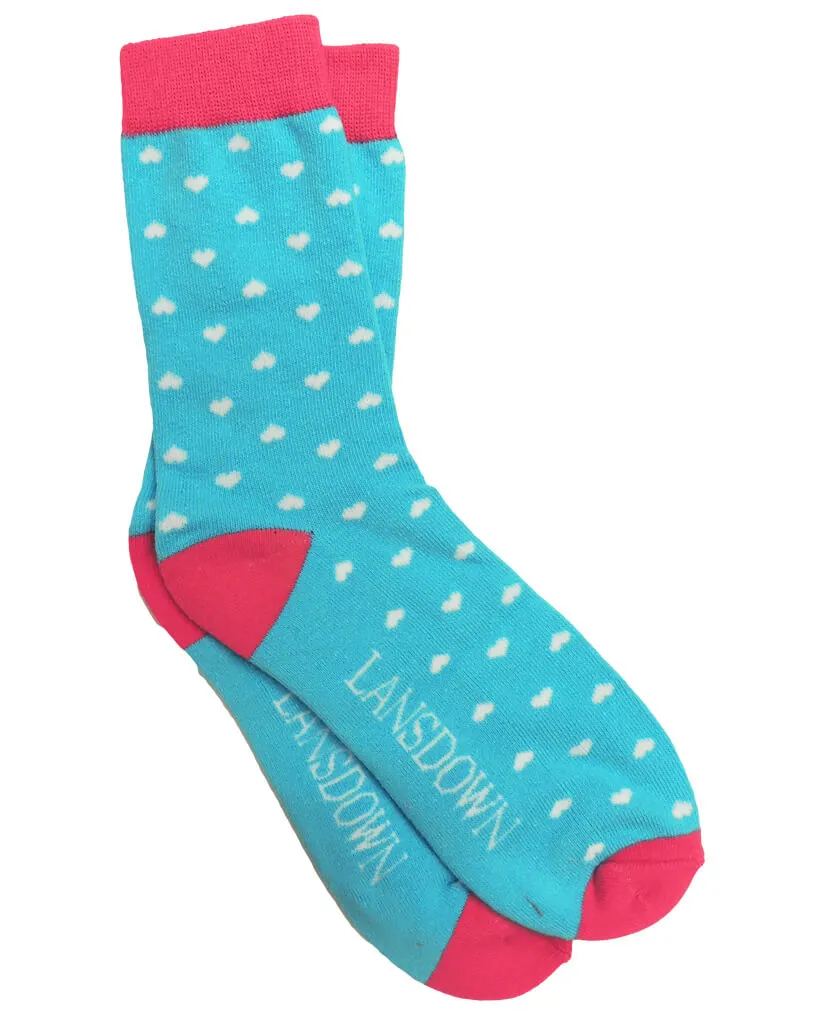 Lansdown Hearts Ankle Socks - Aqua/White