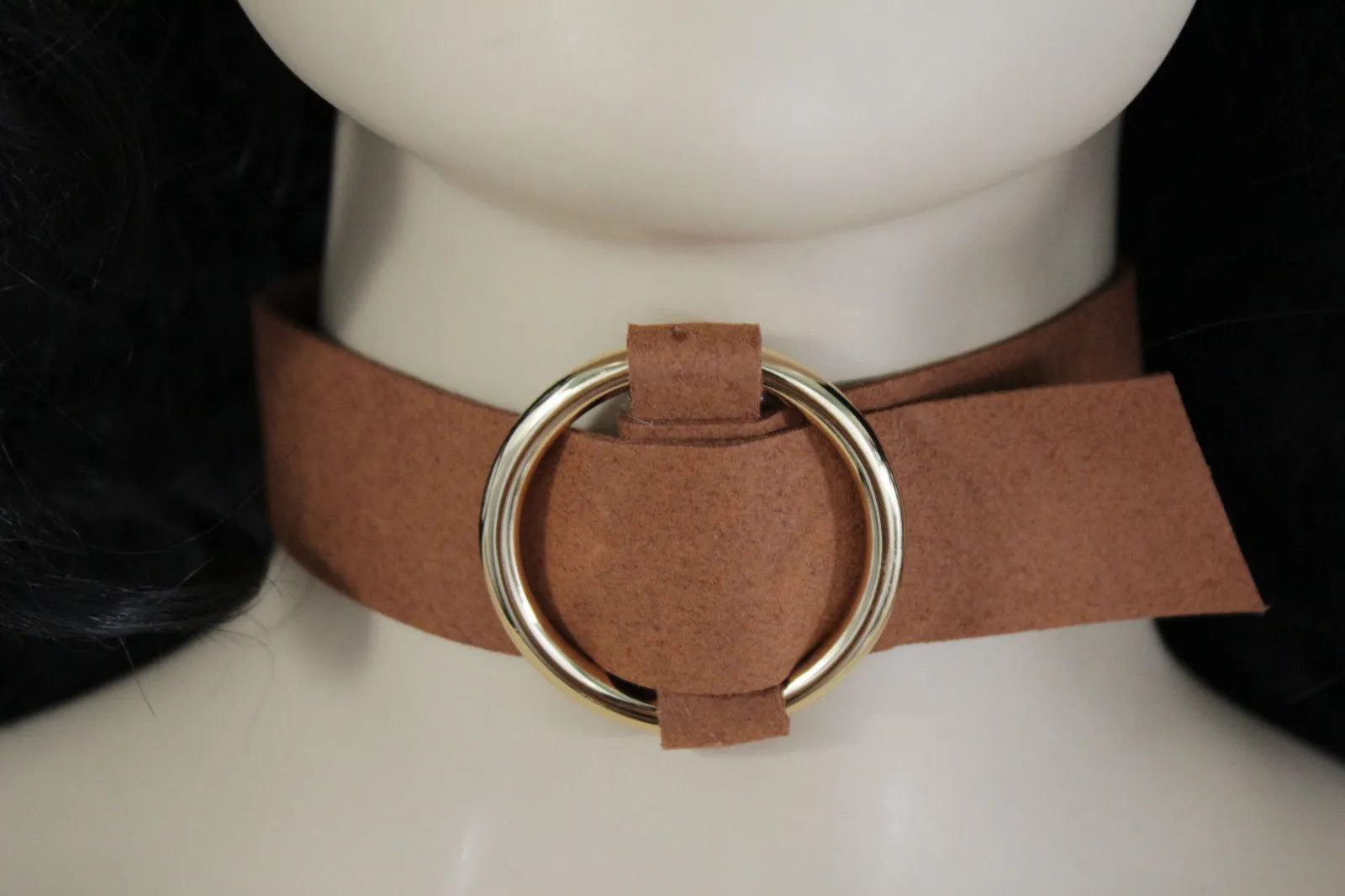 Leather Fabric Choker Necklace Ring