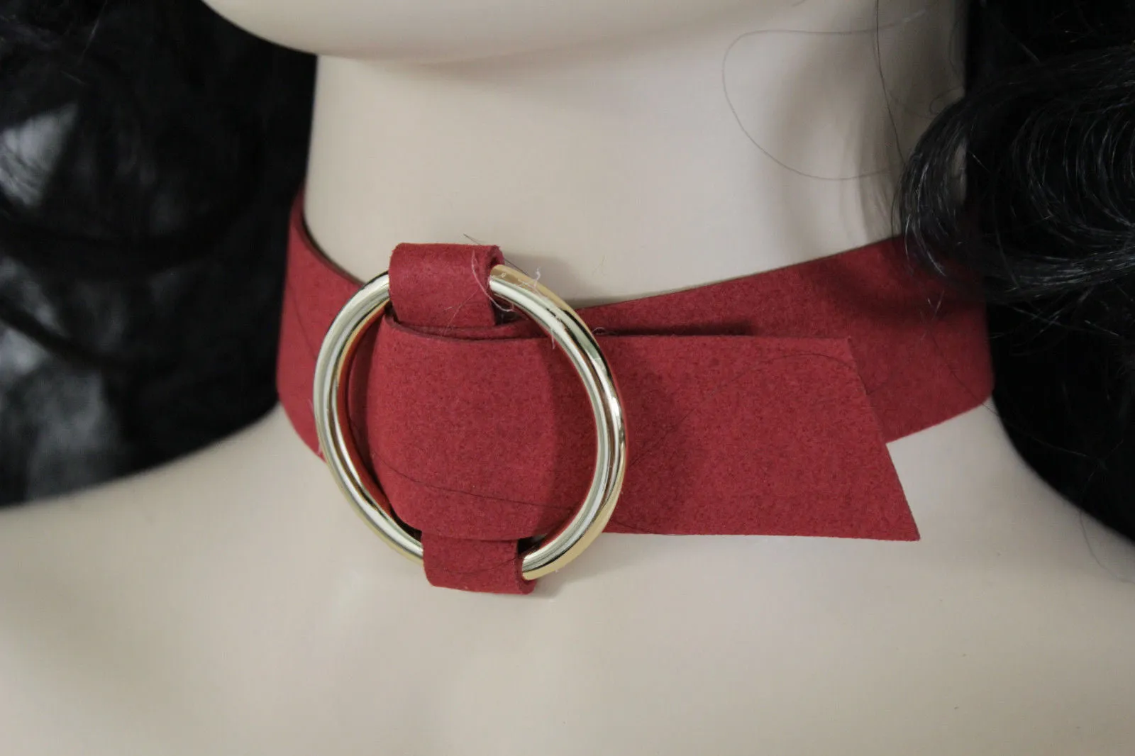 Leather Fabric Choker Necklace Ring