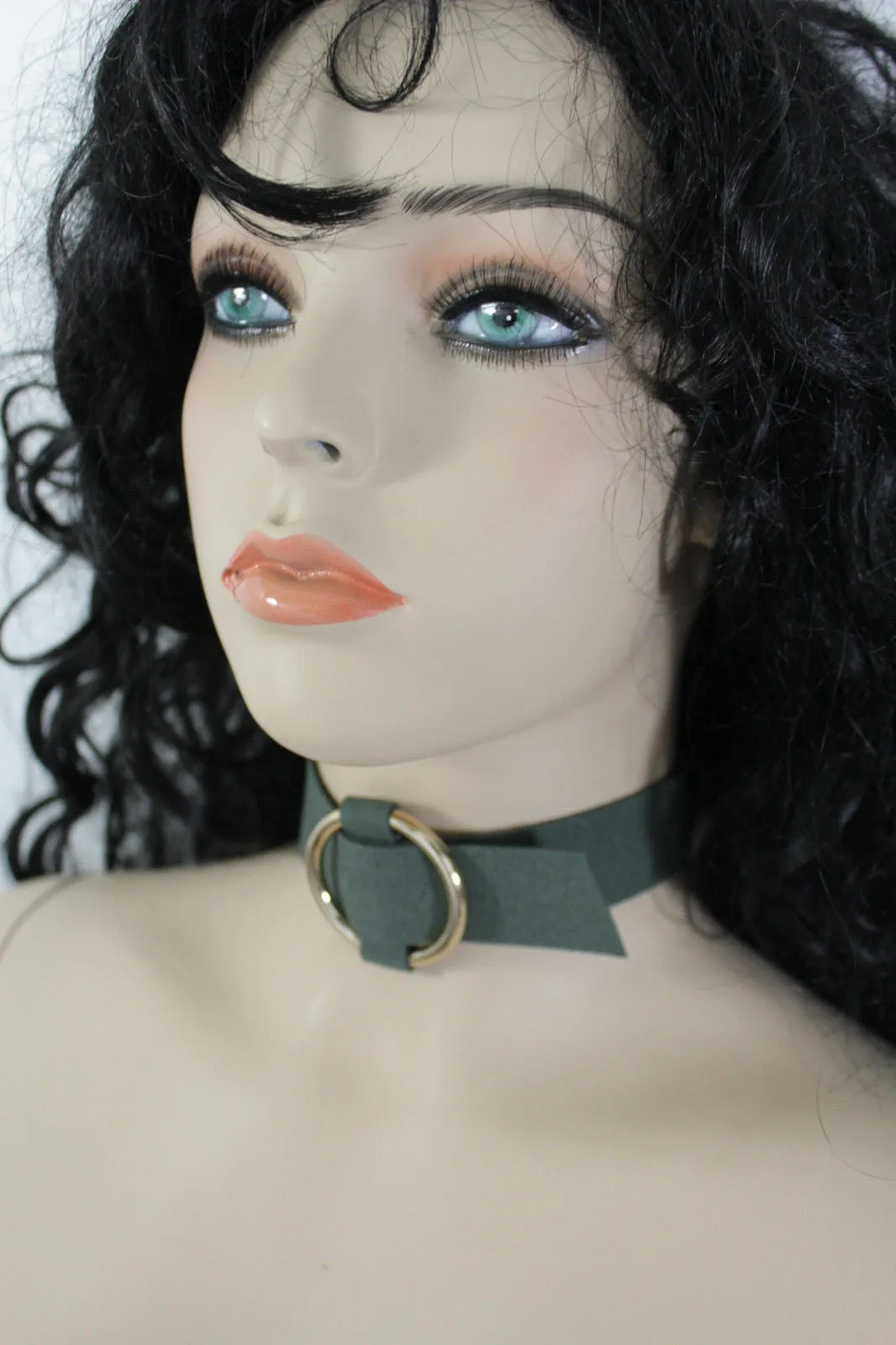 Leather Fabric Choker Necklace Ring