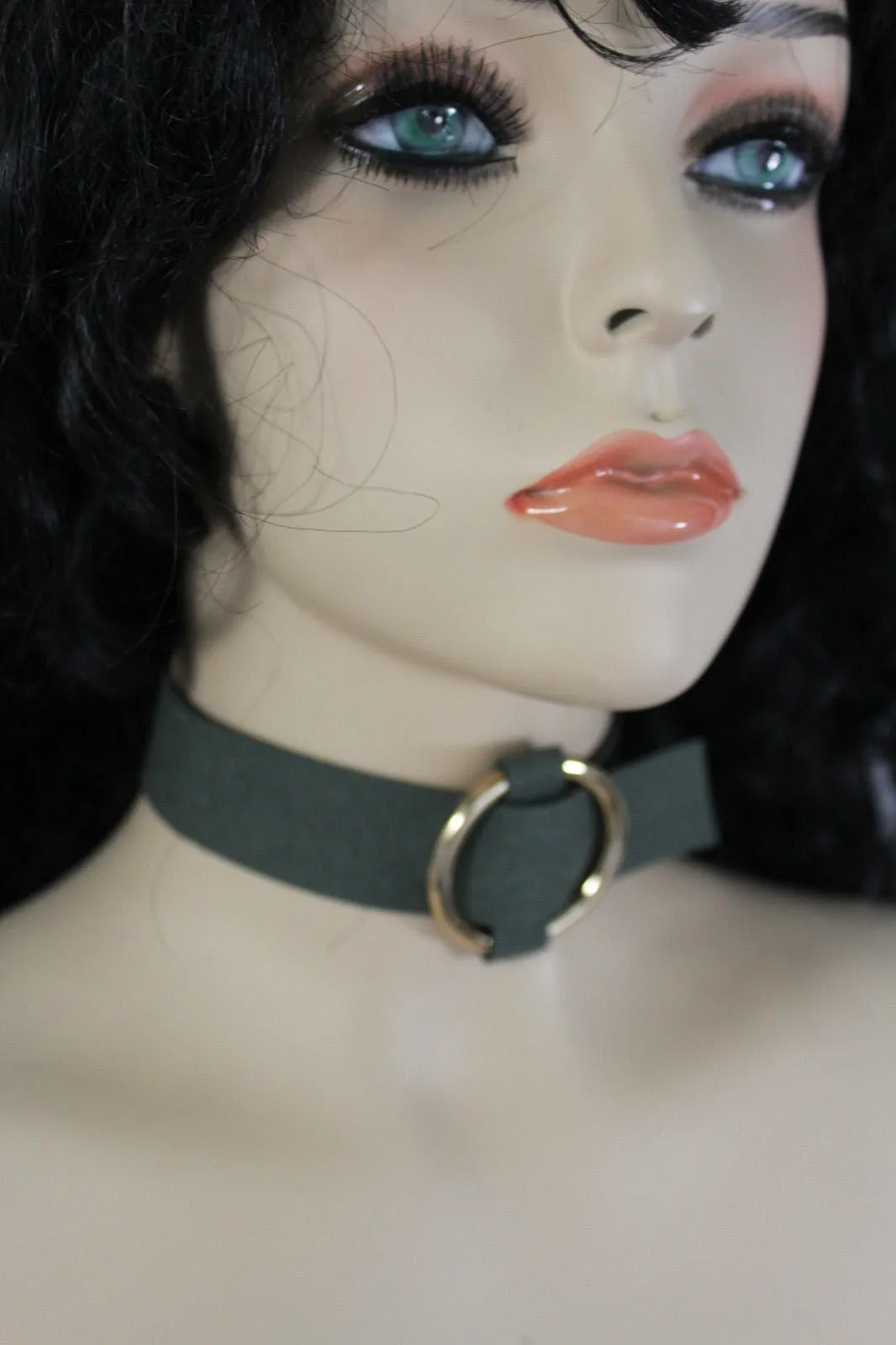 Leather Fabric Choker Necklace Ring