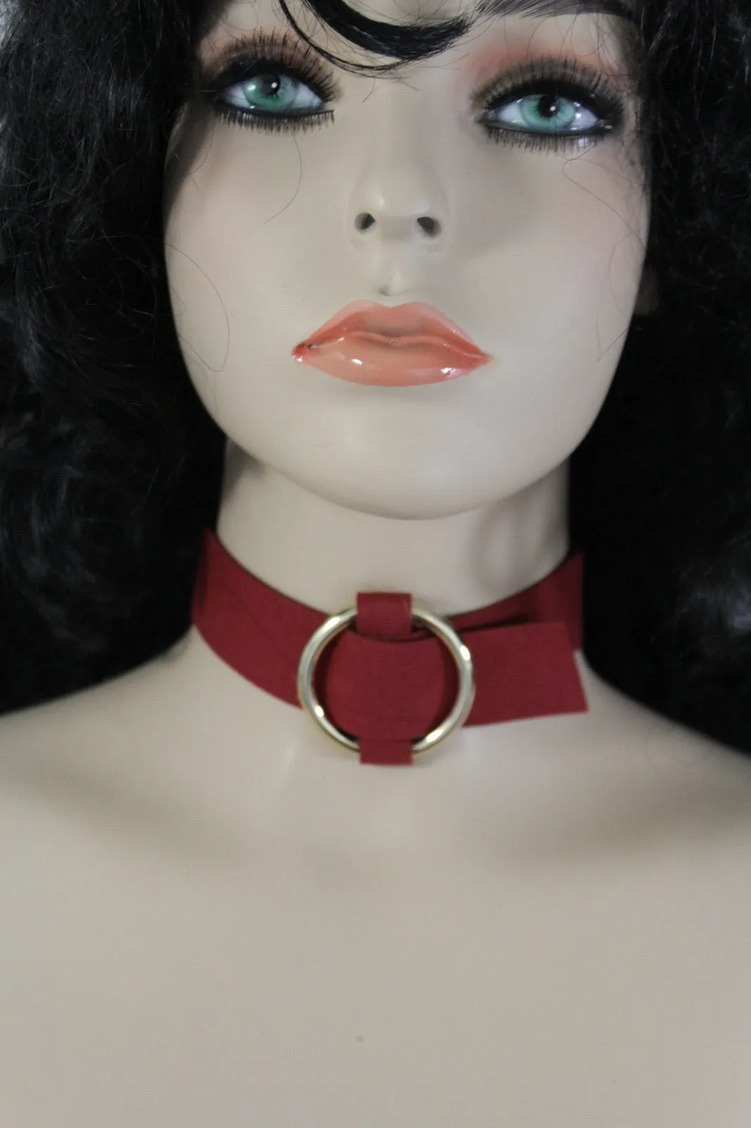 Leather Fabric Choker Necklace Ring