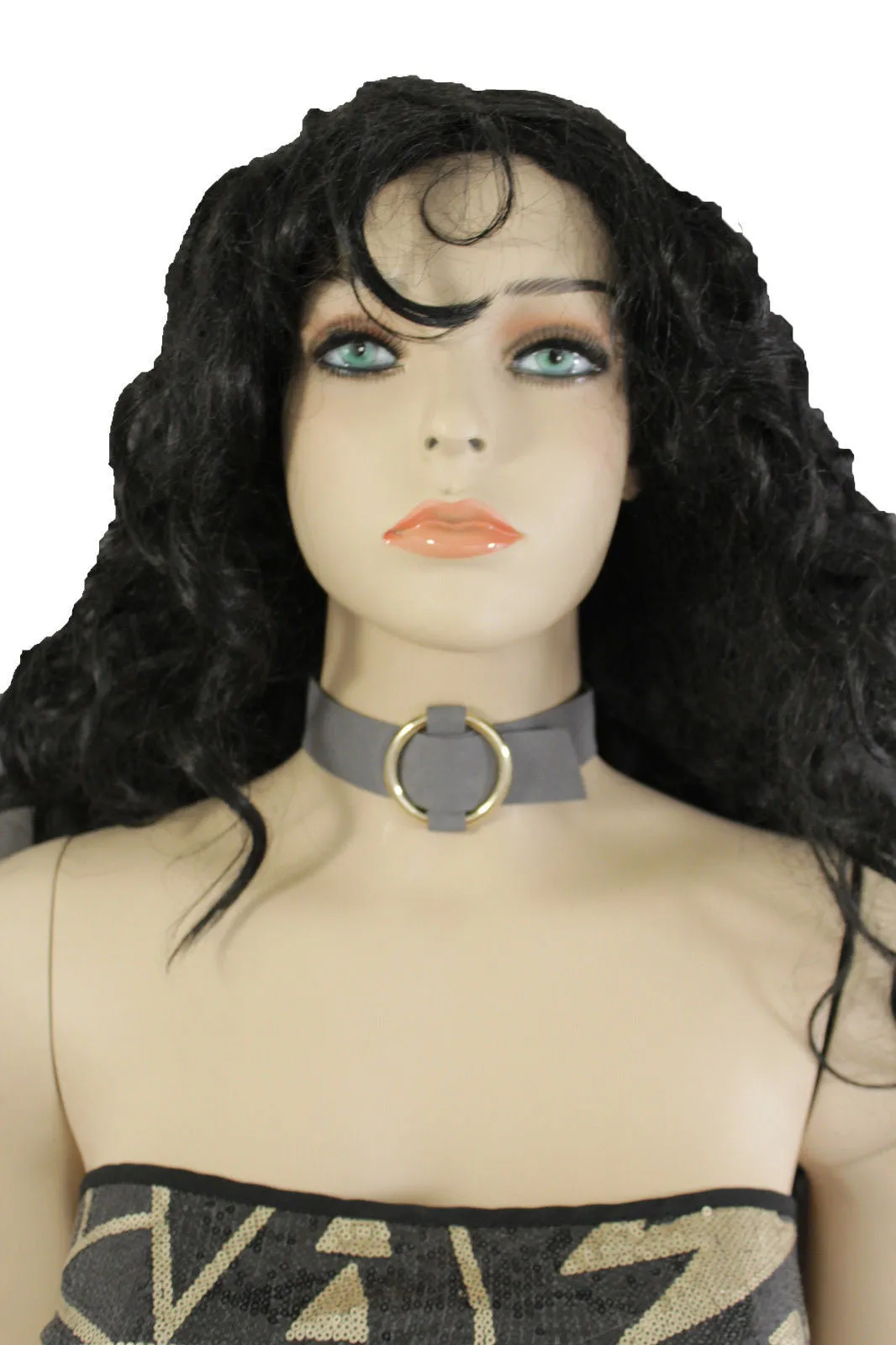 Leather Fabric Choker Necklace Ring