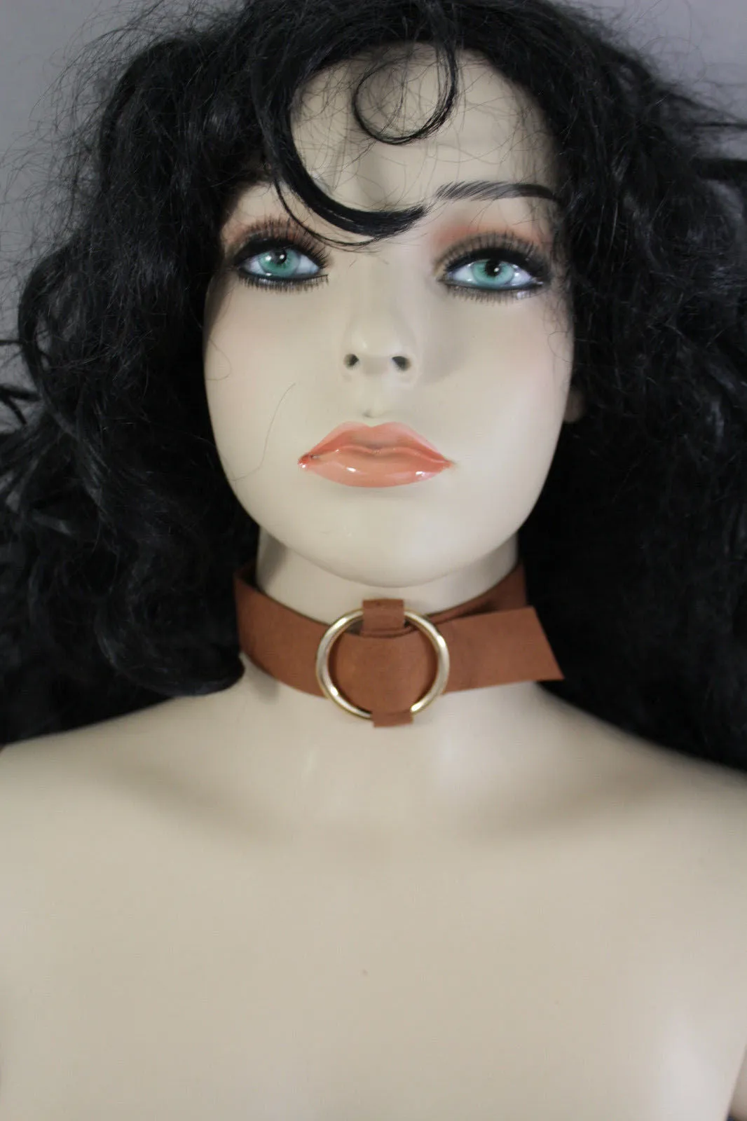 Leather Fabric Choker Necklace Ring