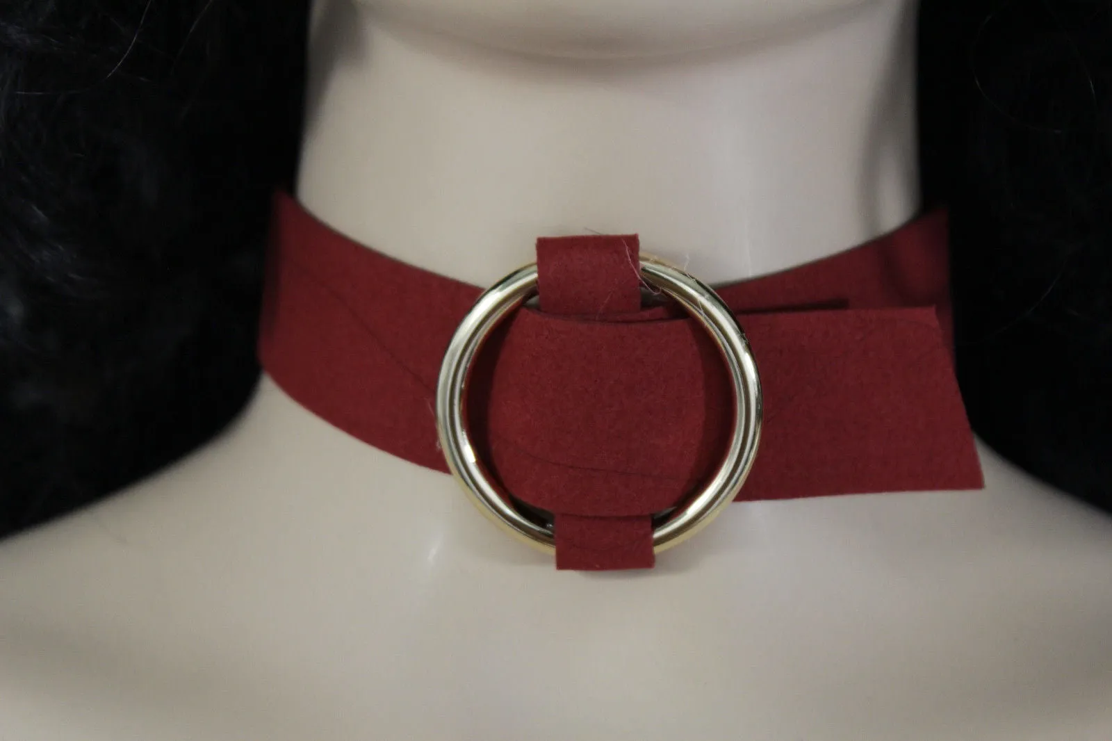 Leather Fabric Choker Necklace Ring