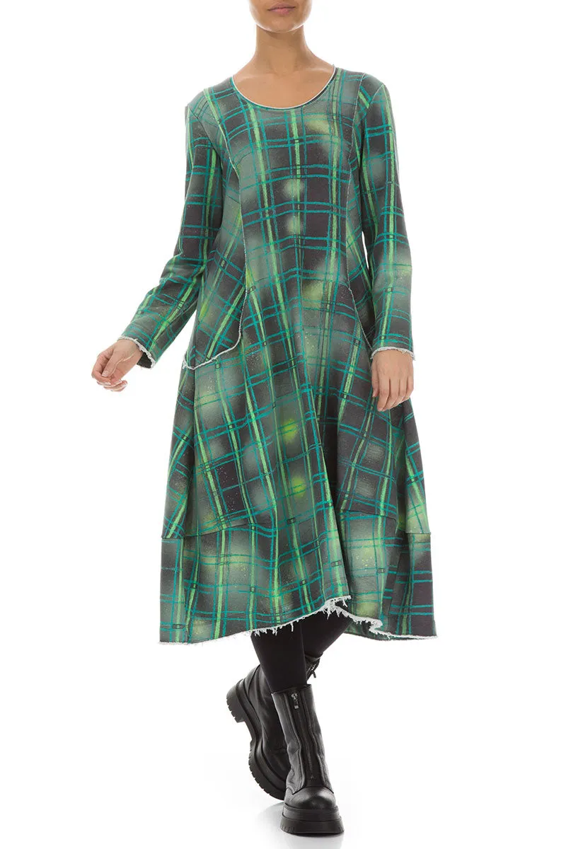 Long Green Checks Cotton Dress