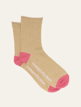 Lurex glitter rib socks - Safari