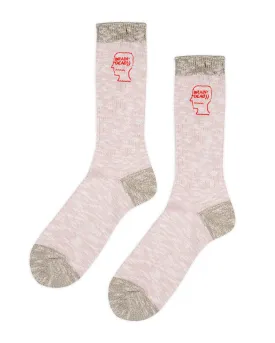 Marled Logo Head Socks - Pink