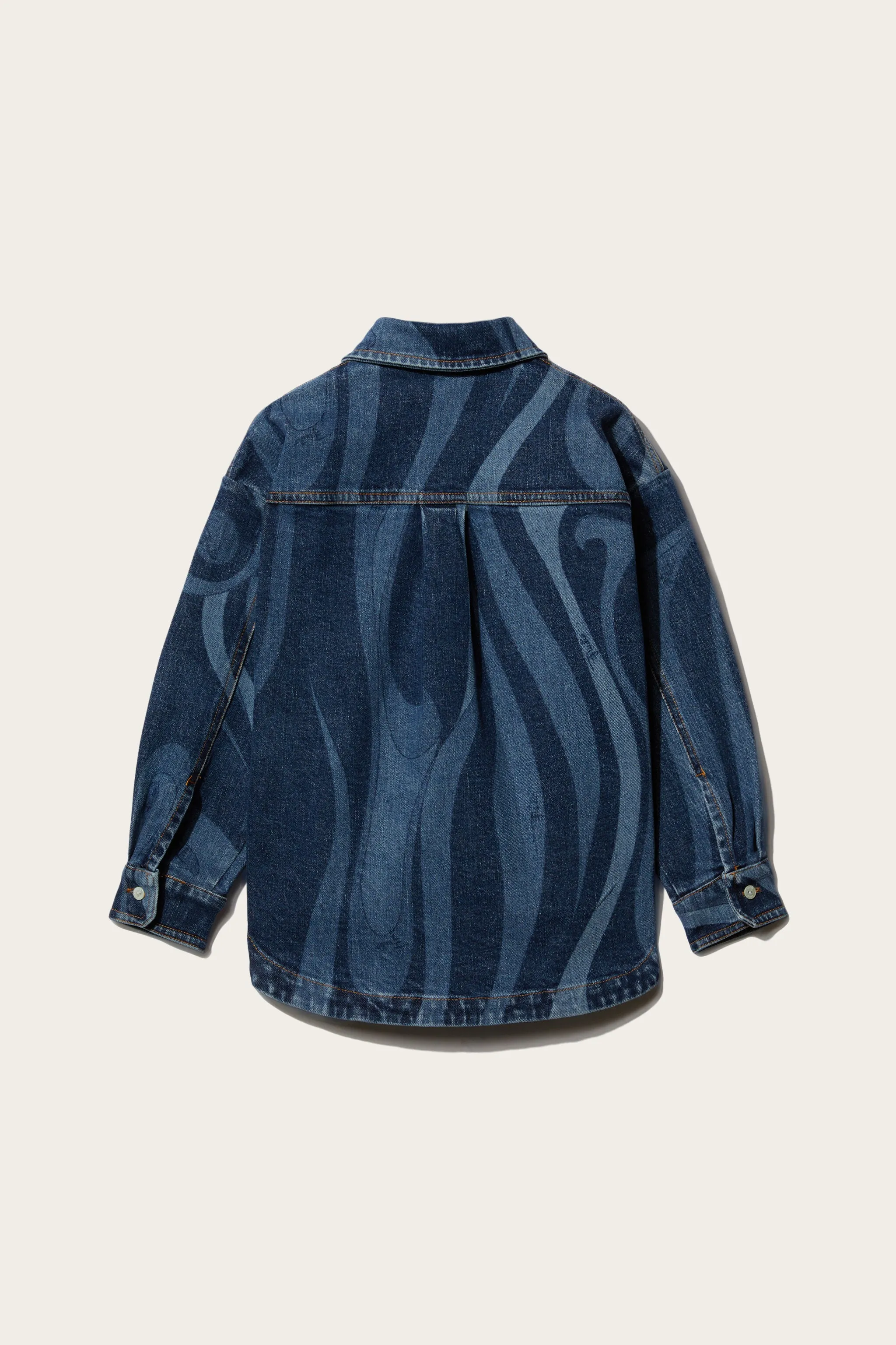 Marmo-Print Denim Shirt