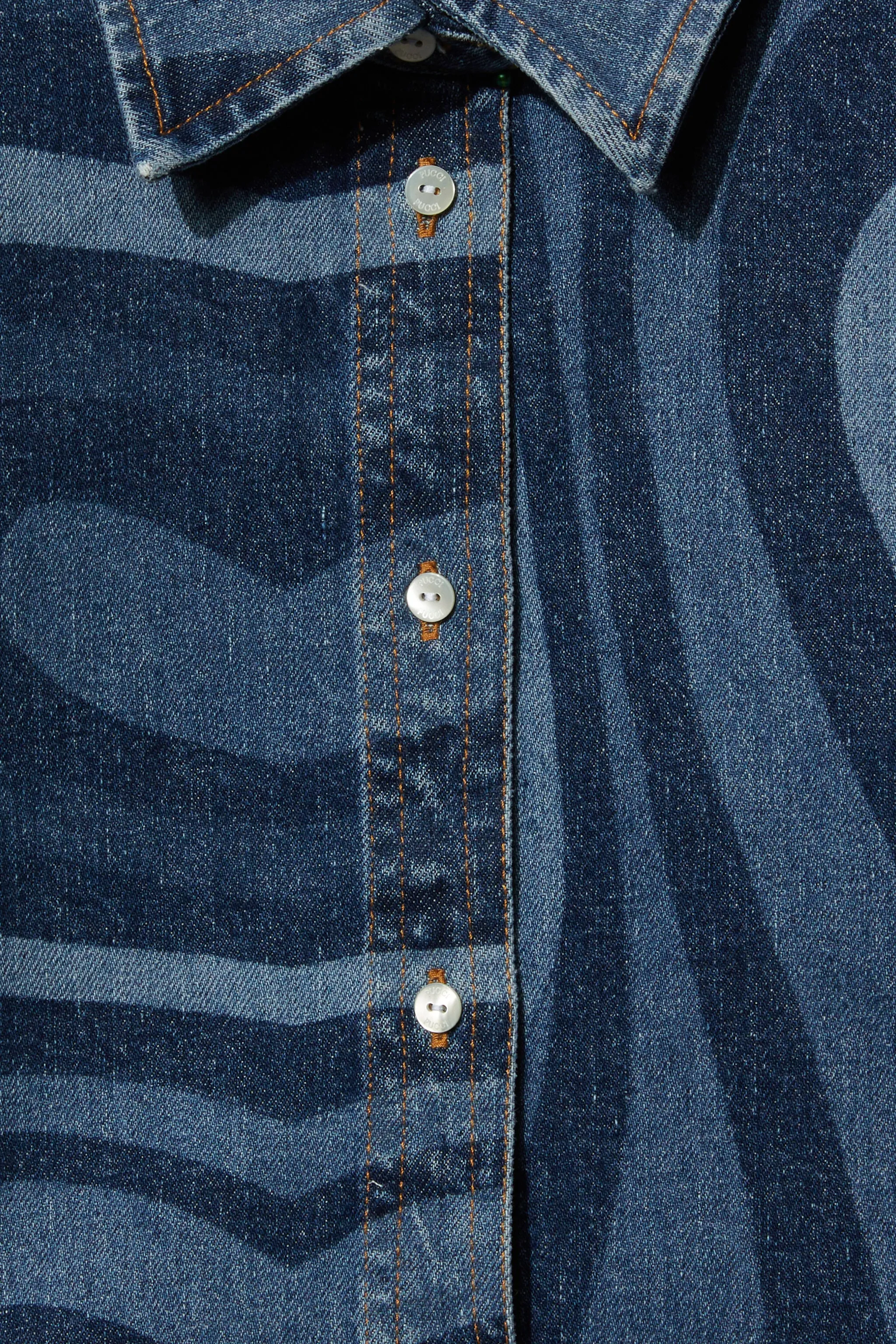 Marmo-Print Denim Shirt