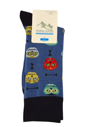 Men's Crew Socks in Combed Cotton Dia de los Muertos Design