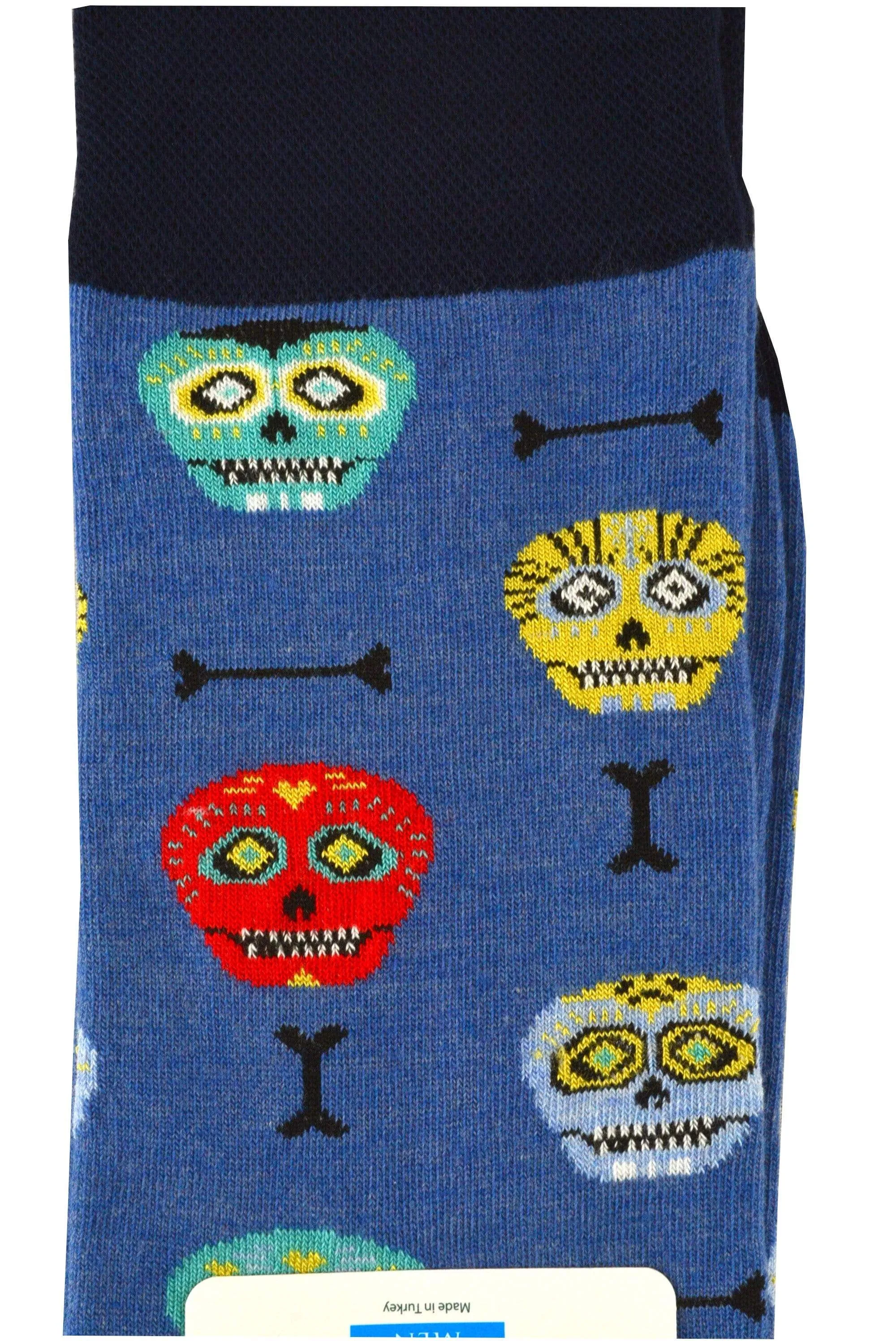 Men's Crew Socks in Combed Cotton Dia de los Muertos Design