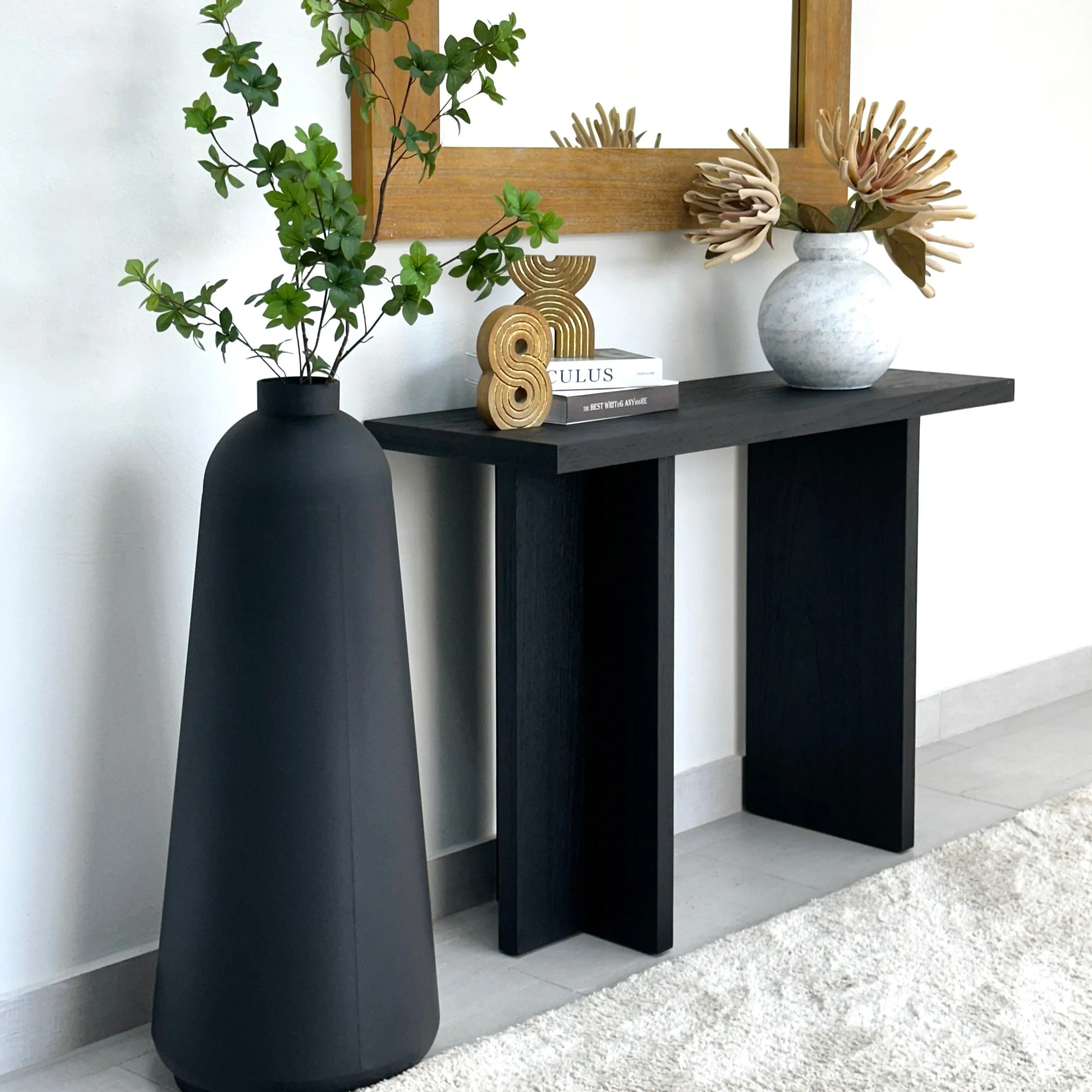 Metal Smooth Black Floor Vase