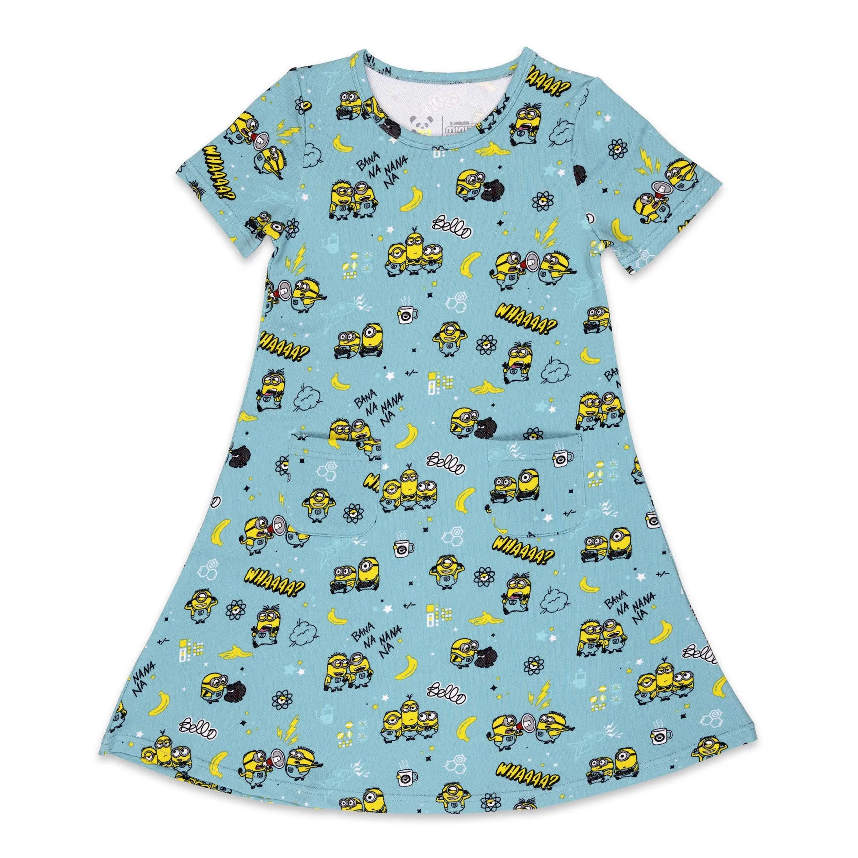 Minions Bello Banana Terry Daywear Girls' Short Sleeve Dress