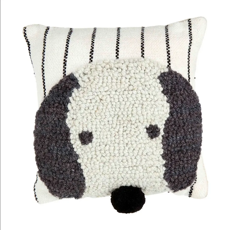 Mudpie Mini Hooked Wool Dog Throw Pillow