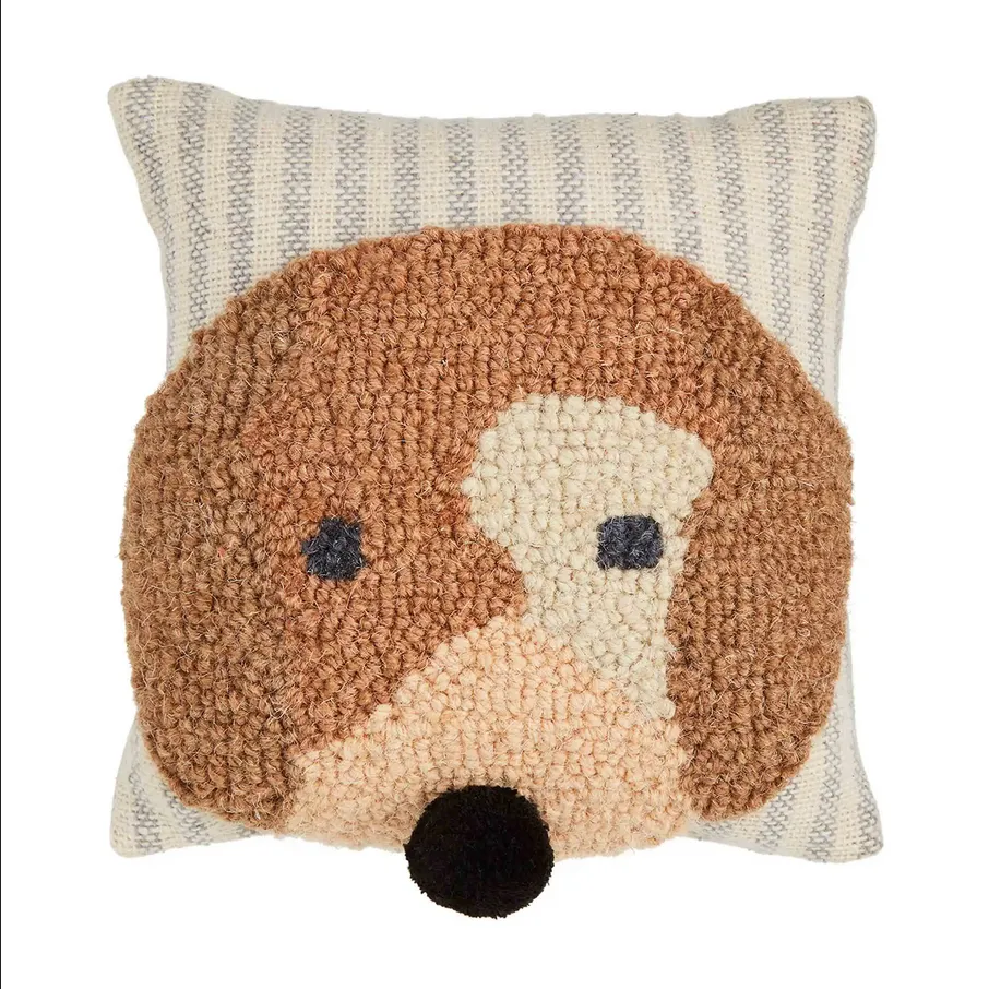 Mudpie Mini Hooked Wool Dog Throw Pillow