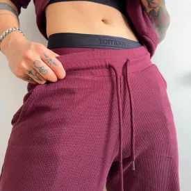 Organic Cotton Waffle Jogger - Black Cherry