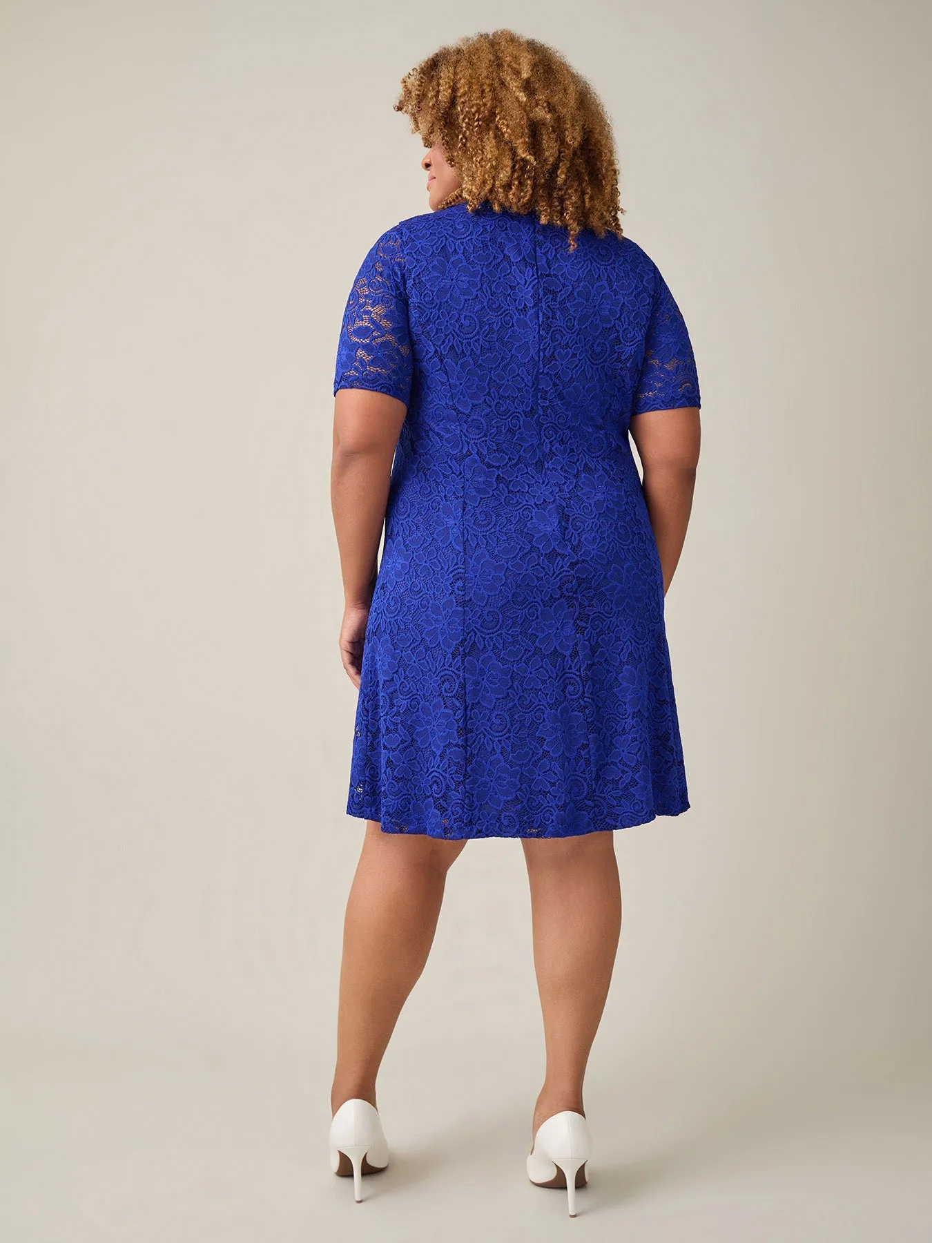 Plus Fit-and-Flare Dress, Royal Signature