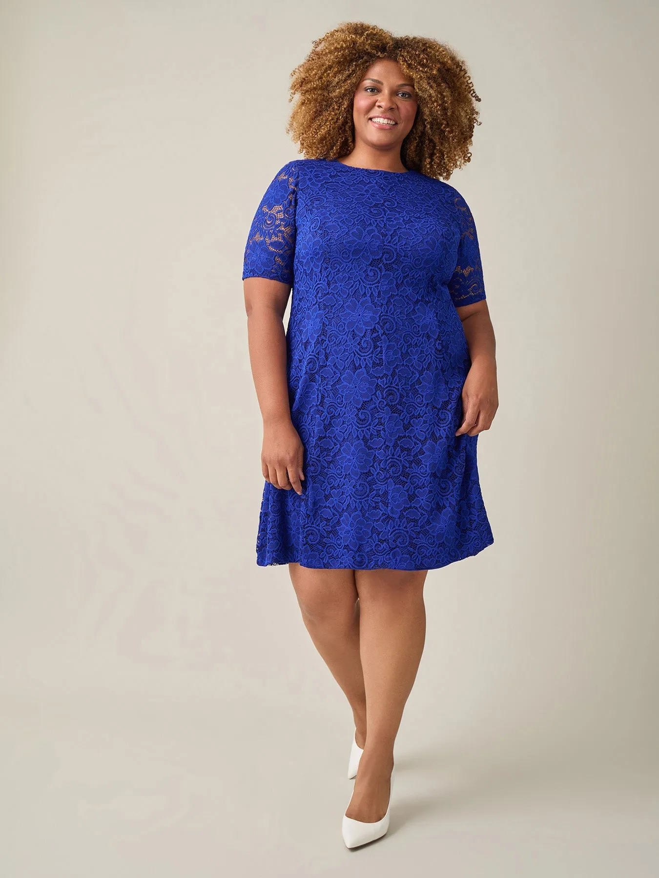 Plus Fit-and-Flare Dress, Royal Signature