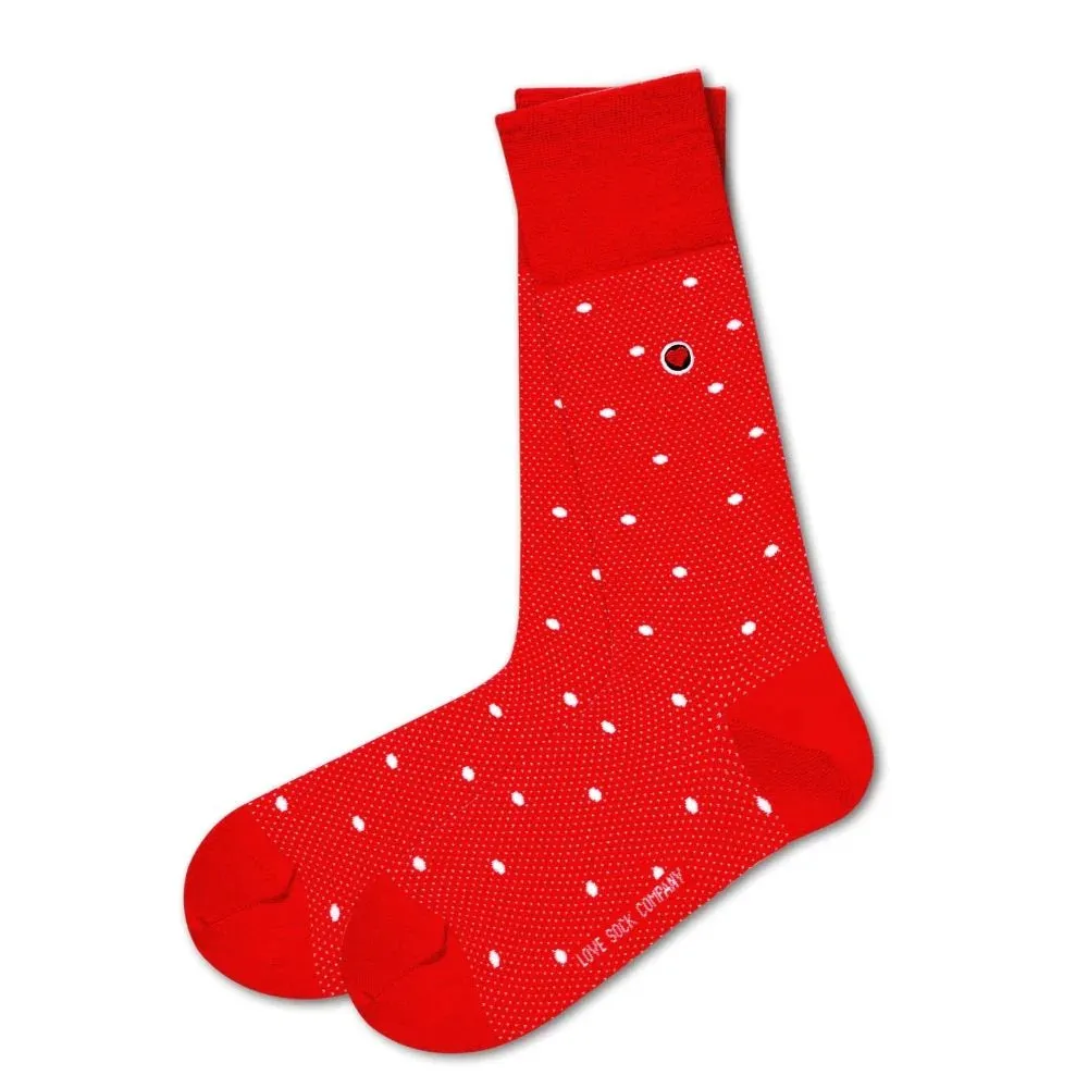 Polka Night Men's Luxury dress Socks Red (M)