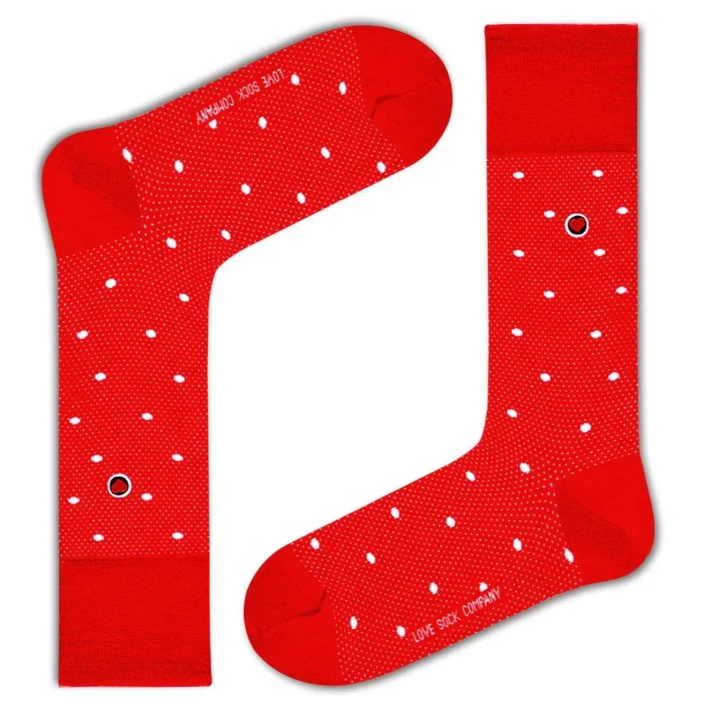 Polka Night Men's Luxury dress Socks Red (M)