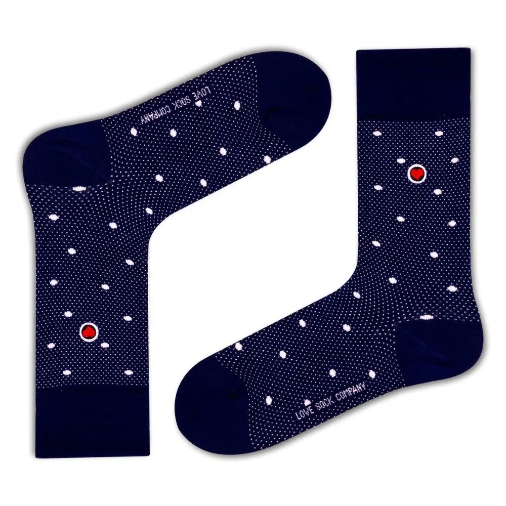 Polka Night Women's Luxury Crew Socks Navy Blue (W)