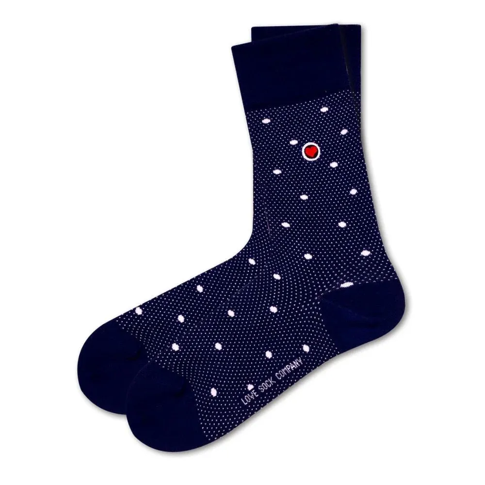 Polka Night Women's Luxury Crew Socks Navy Blue (W)