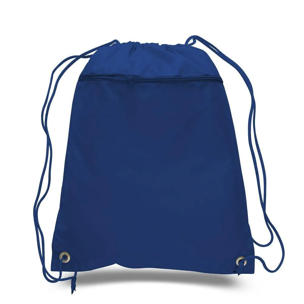 Polyester Cheap Drawstring Bags with Front Pocket