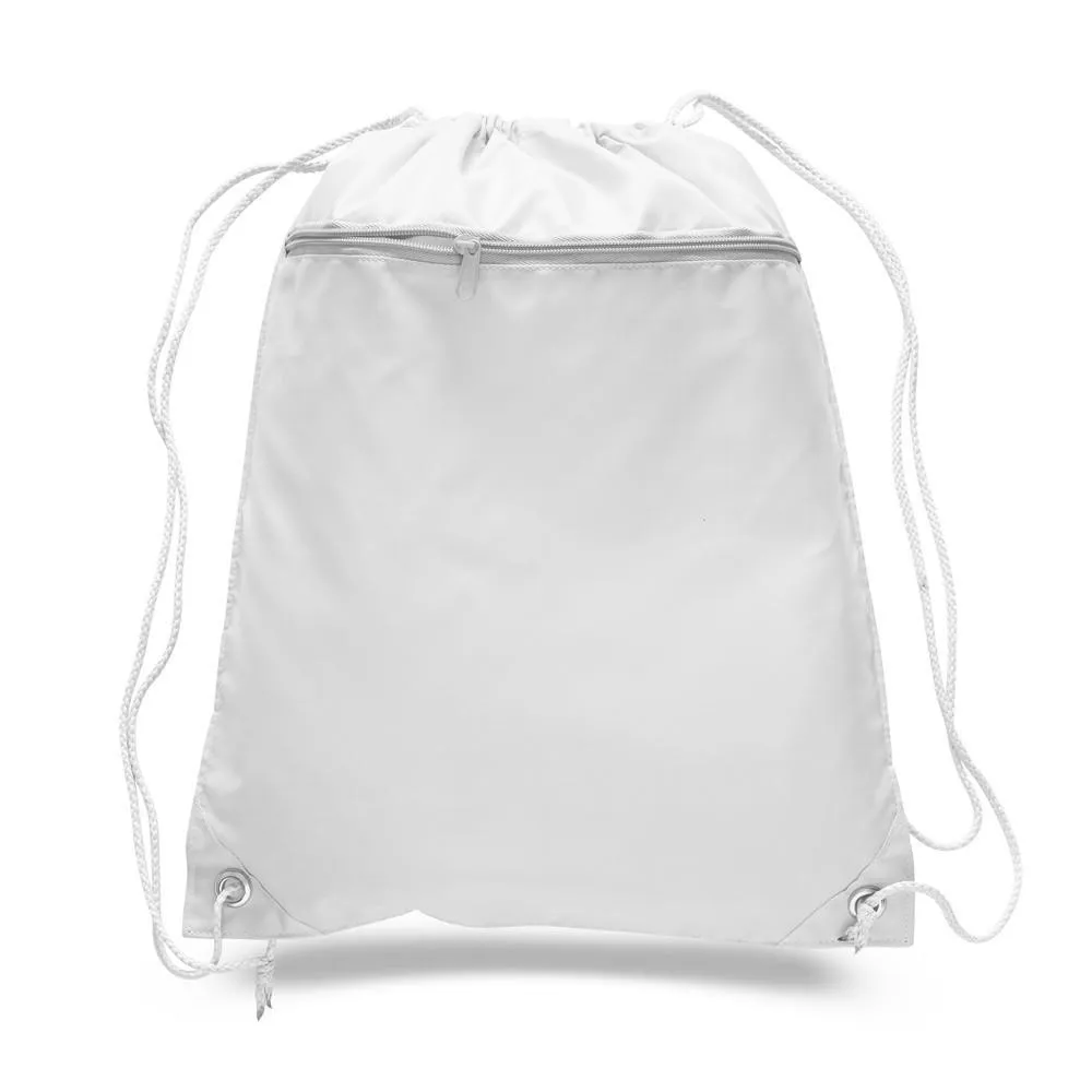 Polyester Cheap Drawstring Bags with Front Pocket