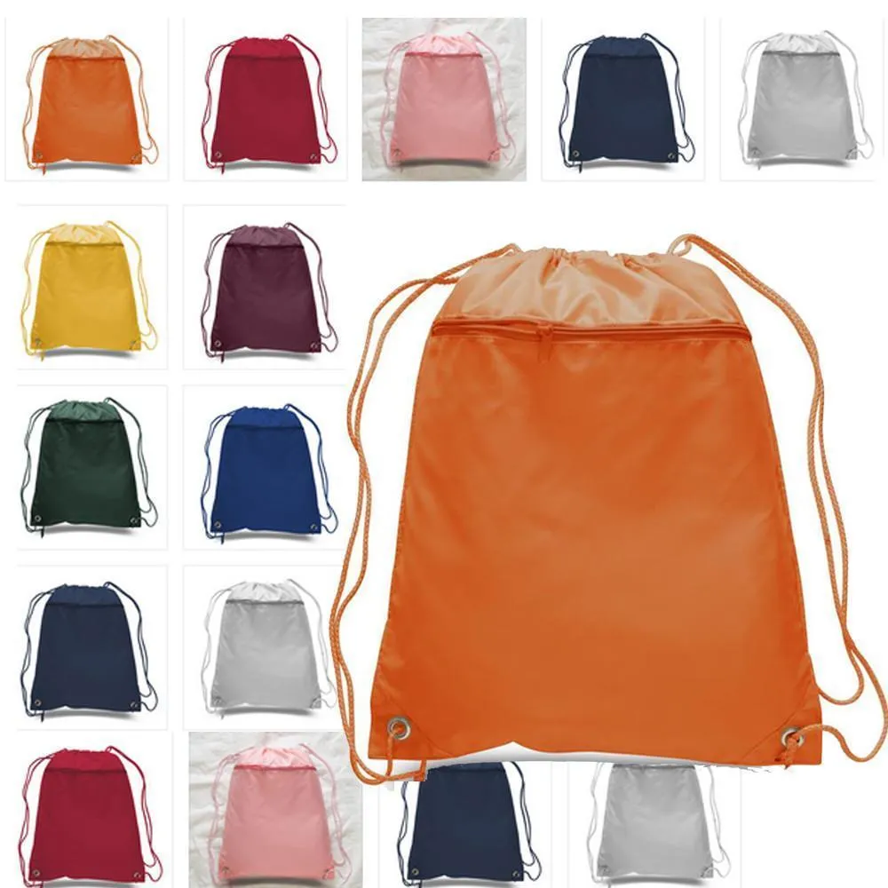 Polyester Cheap Drawstring Bags with Front Pocket