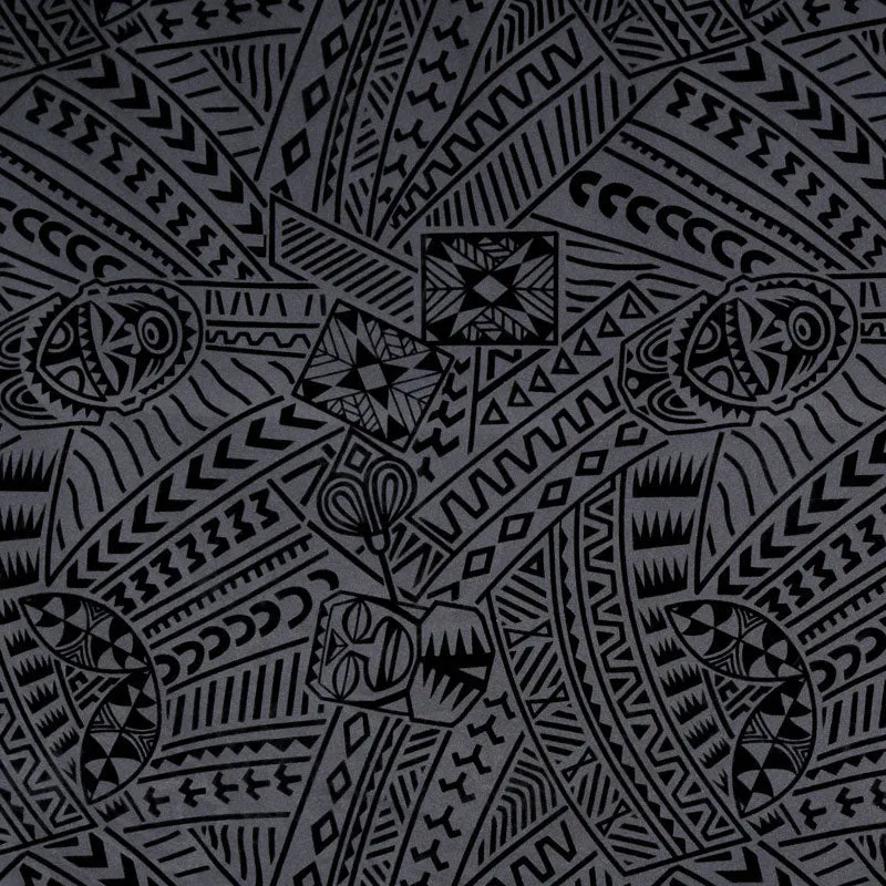 Polynesian Tiki Tribal Design Fabric | Polyester Flocking