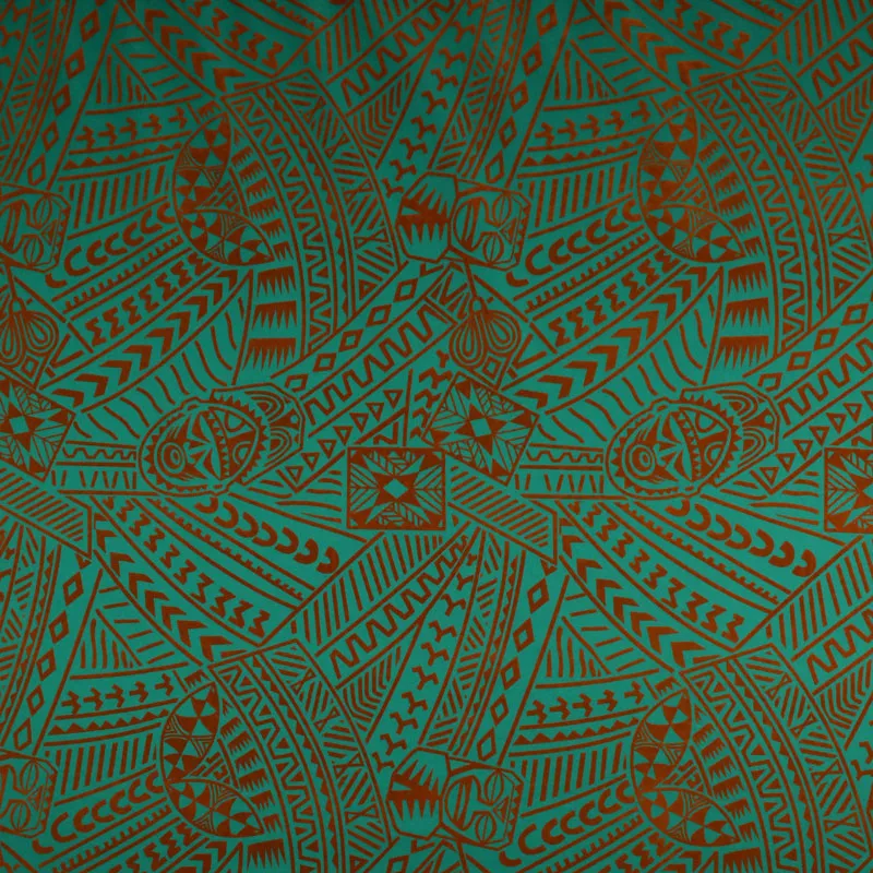 Polynesian Tiki Tribal Design Fabric | Polyester Flocking